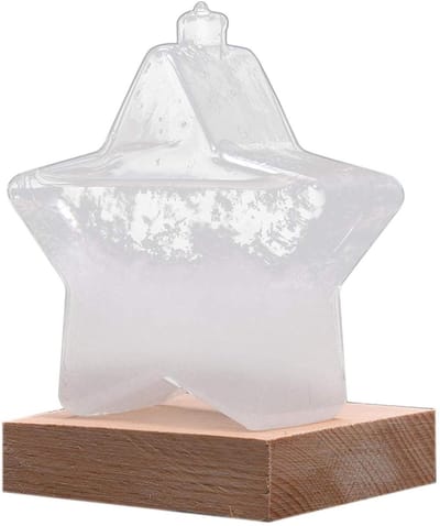 Stormglas Weerstation - Weersvoorspeller Glas - Decoratie en Voorspelling - Veranderende Kristallen - 9.5 x 9.5 cm - Transparant
