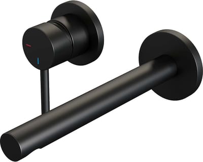 Brauer Black Carving inbouw wastafelmengkraan met rechte uitloop en rozetten model A2 mat zwart