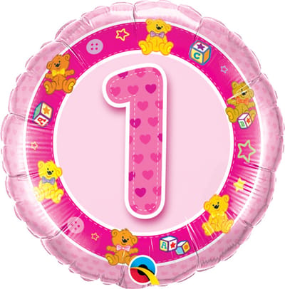 Qualatex - Folieballon 1 Jaar Roze 45 cm
