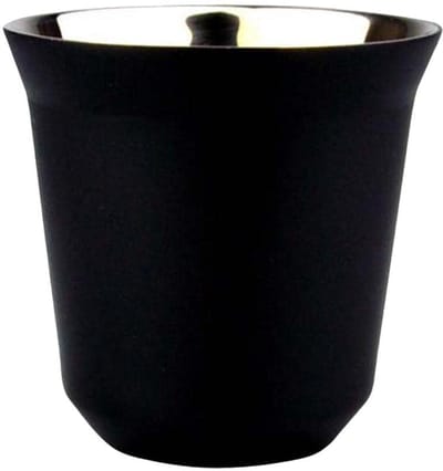 LISM-Dubbelwandige roestvrijstalen beker van 80 ml, geschikt voor capsulevormige koffiebekers - zwart