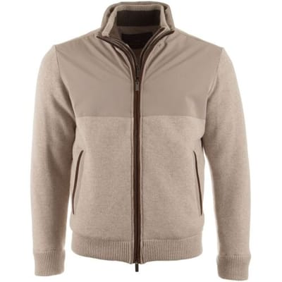 Paul & Shark Vest Typhoon Re4x4 Suede Wool Cashmere Full Zip Beige / male