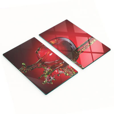 Decoratieve snijplanken van gehard glas, rode appel, 2x30x52 cm