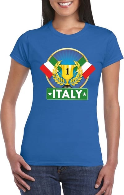 Blauw Italiaans kampioen t-shirt dames - Italie supporter shirt S