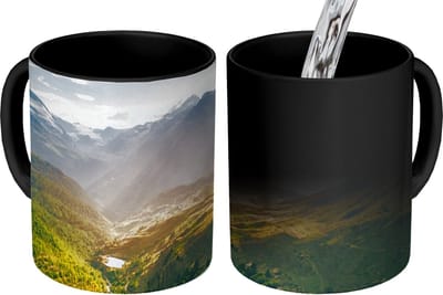 Magische Mok - Foto op Warmte Mokken - Koffiemok - Bergen - Planten - Landschap - Magic Mok - Beker - 350 ML - Theemok