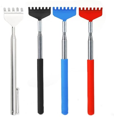 Dailygoods- Rugkrabber Uitschuifbaar - 4 Stuks - Roestvrij Staal - Gekleurde Rugkrabber - Zilveren Rugkrabber - Verstelbare Lengte 20-68 cm