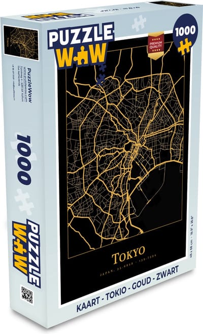 Puzzel Kaart - Tokio - Goud - Zwart - Legpuzzel - Puzzel 1000 stukjes volwassenen