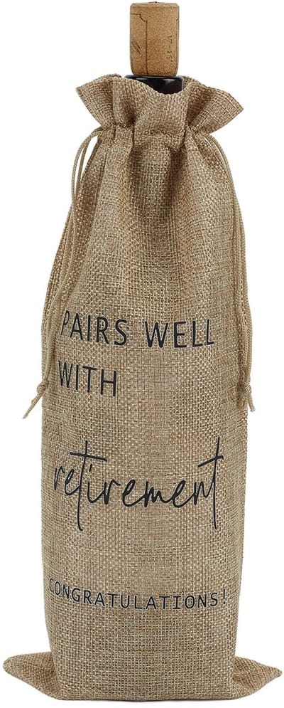 Dailygoods- Pensioencadeautas Koffiekleurig - Wijnzak - Afscheidscadeaus - Cadeauverpakkingen - Papieren tas - Oxford Materiaal - 35 x 14 cm - Geschenktas