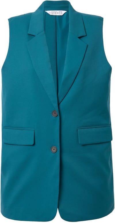 Studio Untold - Dames - Gilet oversized split met knoop op de achterkant - Petrol - Maat 50+