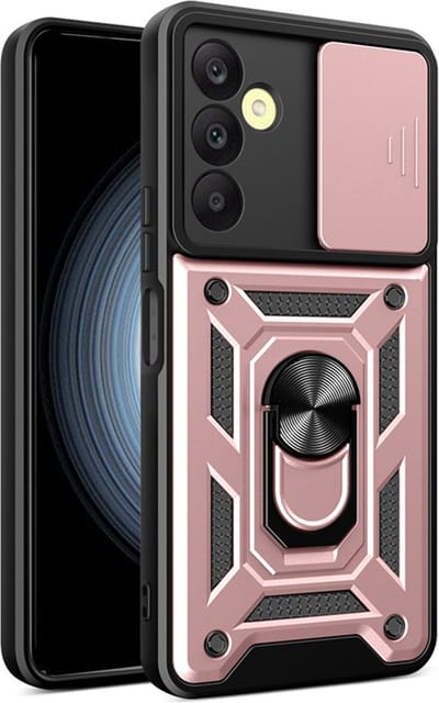 MobyDefend Hoesje - Geschikt voor Samsung Galaxy A25 - Pantsercase Met Draaibare Ring - Rosé