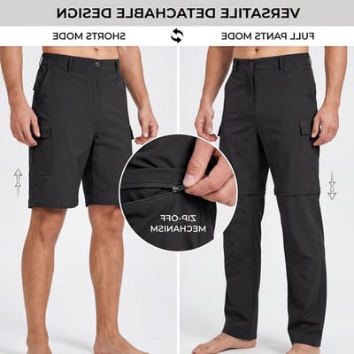 Zip-off Broeken voor Wandelen, Sneldrogende Hiking Trousers met 5 Vakken, Lichtgewicht en Waterproof Cargo Shorts voor Buitenactiviteiten, Werk en Vissen