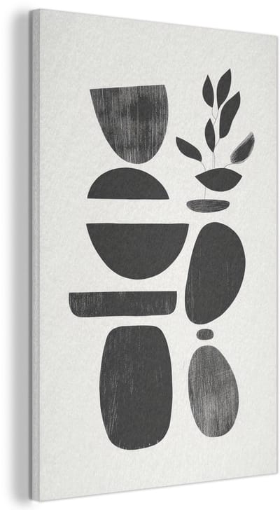Akoestisch wandpaneel 60x90 cm - Vilt schilderij Japandi - Zwart - Abstract - Akoestische panelen - Geluidsdempende wanddecoratie - Geluidsisolatie woonkamer - Muurdecoratie geluidspanelen