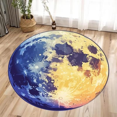 Maan Rond Kleed Buitenruimte Kleed Maan Decor Kleed Planeet Kleed Nacht Kleed Maan Rond Kleed Kinderkamer Jongenskamer Cirkel Kleed 80x80cm