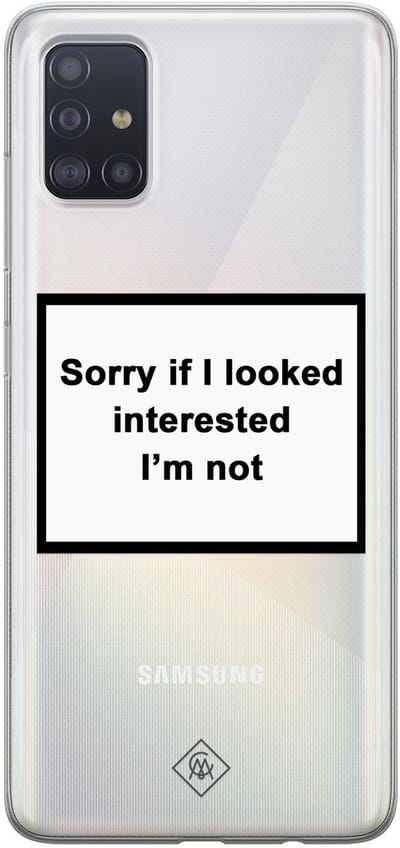 Casimoda® hoesje - Geschikt voor Samsung A51 - Not Interested - Backcover - Siliconen/TPU - Zwart
