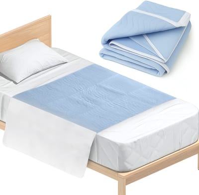 Floressa – Wasbare Incontinentie Bedonderlegger – Matras Onderlegger - Matras Beschermer met Instopstroken – 85x90 cm - Blauw