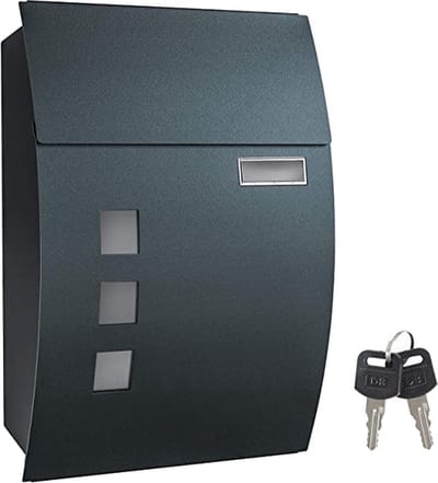 Brievenbus - Wandbrievenbus - Afsluitbaar - Naambordhouder - Sleutels - Antraciet - 32 x 10 x 45 cm