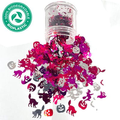 Halloween Chunky Glitters (Roze/Wit/Paars) [Volume 8g - Festival Jewels Glitter Outfit Lichaam en Gezicht - Make-up nep wond tattoo - spin bloed decoratie masker halloween kostum - Kinderen Volwassenen Dames Heren Schmink Tattoo]
