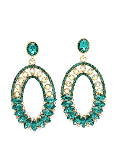 AVANT-GARDE PARIS Diva Dangle Earrings - Groen Mozaïek 3.6cm X 7.1cm - 1 stuk - Goudkleurige plating