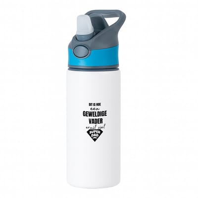 Hacebo® - Dit is hoe een geweldige vader eruit ziet waterfles met rietje blauw - Vader - papa - Vaderdag - cadeau - verjaardag - kado - water fles - 650ML