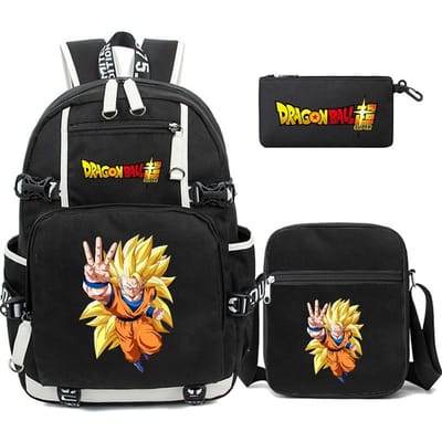 Ensemble de 3 pièces/ensemble Sac à dos pour ordinateur portable Anime Dragon Ball Unisexe Sac à dos avec sac à main pour déjeuner pour Fille Garçon Adolescent Sac d'école Homme Femme Sac de loisirs Sac à dos Mochila
