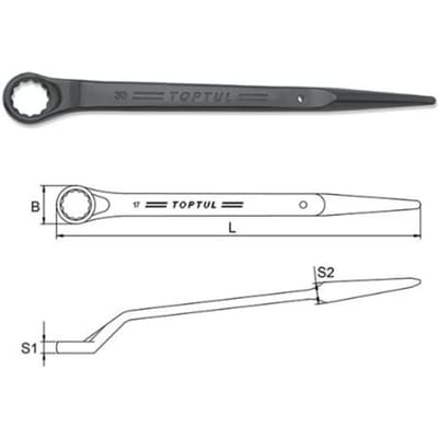 Ringsleutel  TOPTUL 58 mm, Lengte: 616mm 45 Grad