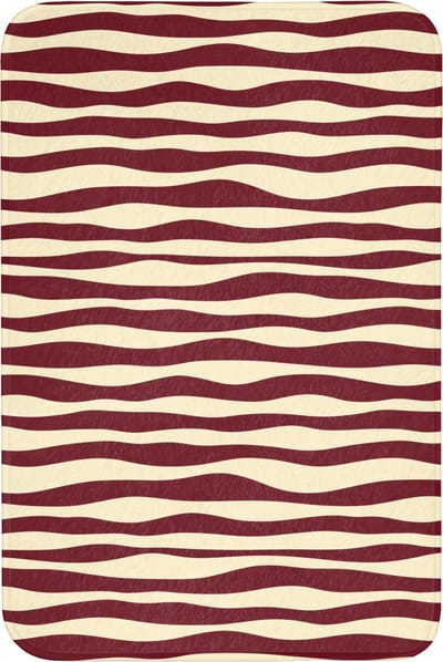 Badmat 60x90 cm - Antislip - Golven - Rood - Patroon - Crème - Badmatten voor badkamer - Badkamermat - Douchemat - Badkamer mat