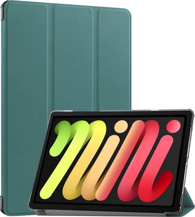Hoes - Geschikt voor Apple iPad Mini 7 (2024) - 8.3 inch - 7e Generatie - Dun & Stevig - Trifold Bookcase - Hard Cover - Hardcover Book Case - Tablet Hoesje - Donkergroen