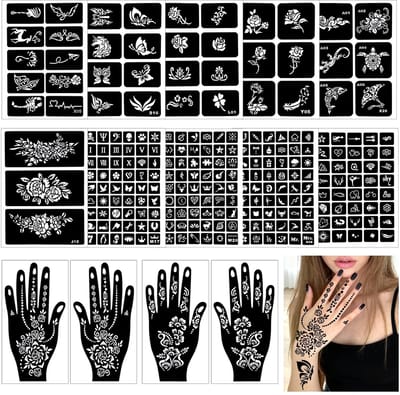 Dailygoods - Henna Tattoosjablonen - 247 Stuks voor Tijdelijke Tattoos