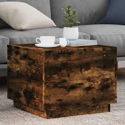 vidaXL - Salontafel - met - metalen - poten - 50x50x40 - cm - gerookt - eikenkleurig