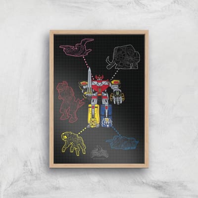 Power Rangers Megazord Giclee Print Giclee Art Print - A4 - Wooden Frame