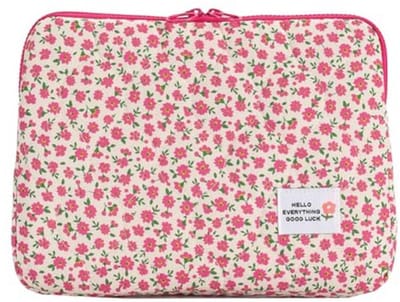 Zachte gewatteerde laptophoes met leuke bloemprint – waterbestendig en veelzijdig voor 14 inch notebooks