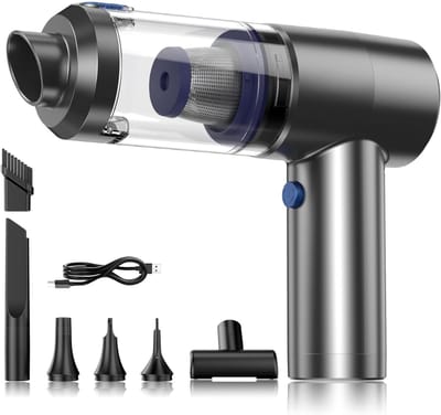4-in-1 Auto Stofzuiger - Zuigen & Blazen - Kruimeldief - Oplaadbaar - Handstofzuiger - Airduster - Zwart