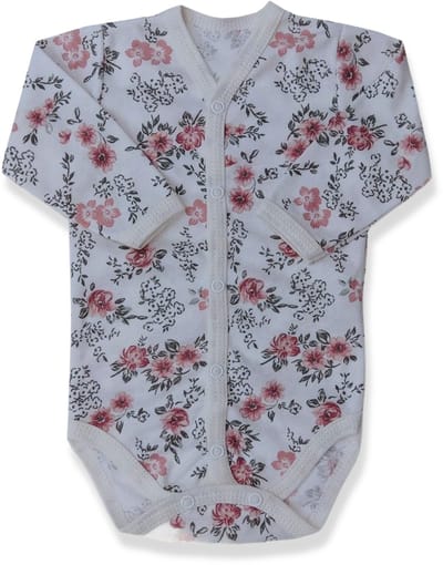 Dartomik Baby Collectie - Romper met lange mouwen - Bloemenprint - 100% katoen - Maat 68 - Drukknoopsluiting over volledige lengte - Oeko-Tex 100