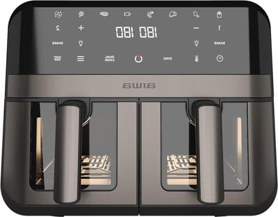 Dubbele Airfryer - Heteluchtfriteuse Manden - Gelijk Garen - Zelfreinigend Systeem - 9 Liter - Metaal