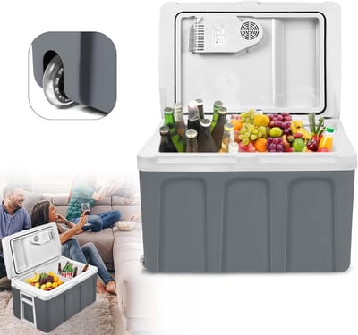 Draagbare Koelbox - Elektrische Koelkast - Reizen en Camping - Koel- en Warmhoudfunctie - 48 Liter - Grijs