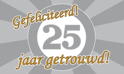 Q2P – 25 Jaar Gevelvlag – 150×90 cm XXL – Jubileum Versiering - Vlaggenlijn – Binnen & Buiten - Vlag