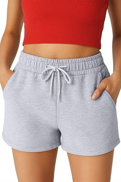 ROSS CAMP korte broek dames - comfortabele shorts dames - katoen sweat short - Grijs L