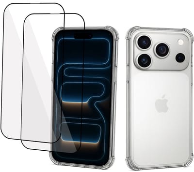 ChiGuard Hoesje & 2x Screenprotector geschikt voor iPhone 17 Pro Hoesje Screenprotector - Full Screen - Gehard Glas Cover + Shock Proof Case – Transparant