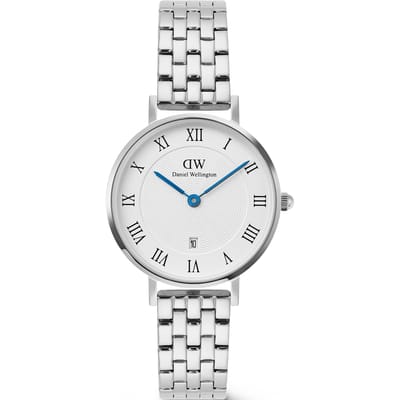 Daniel Wellington DW Watch Petite Roman Numerals Date 5-link Silver 28mm