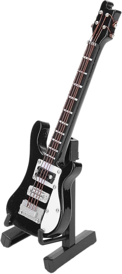Decoratieve Houten Miniatuur Gitaar Zwart - 10cm Model Muziekinstrument voor Poppenhuis en Tafeldecoratie