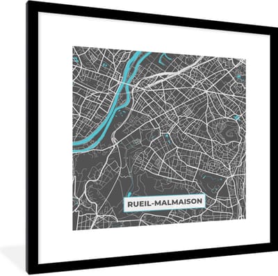 Fotolijst incl. Poster - Stadskaart – Frankrijk – Kaart – Rueil-Mamaison – Plattegrond - 40x40 cm - Posterlijst