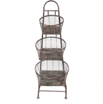 Clayre & Eef Opbergrek Manden 43x43x116 cm Bruin Metaal