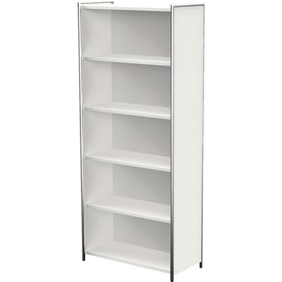 TOLEDO boekenkast, met zicht-achterwand, 5 OH, B 800 x D 380 x H 1850 mm, wit