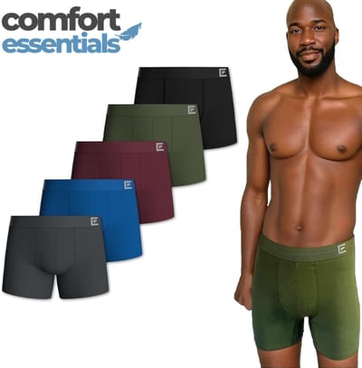 Comfort Essentials Boxershort Heren -Donker Assorti M - 5 Pack - Boxershorts Heren - Lange Pijp