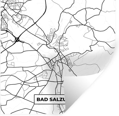 Muurstickers - Sticker Folie - Kaart - Bad Salzuflen - Stadskaart - Plattegrond - 100x100 cm - Plakfolie - Muurstickers Kinderkamer - Zelfklevend Behang XXL - Zelfklevend behangpapier - Stickerfolie