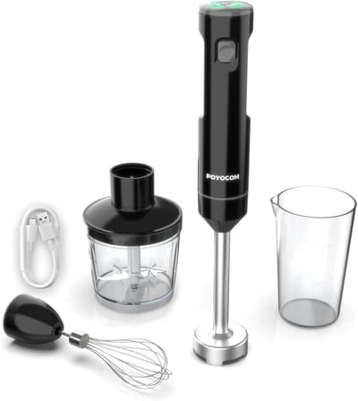 Draadloze Staafmixer - Handmixer Oplaadbaar - Smoothies Maken - Variabele Snelheid - 600ml Capaciteit - Zwart