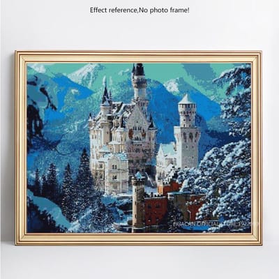 Diamond Painting Kasteel Winter 5D DIY Kruissteek Volledige Weergave Diamant Borduurwerk 20X30CM blue
