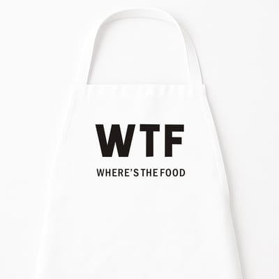 Keukenschort "WTF, where’s the food" | Grappig Kerstcadeau & Sinterklaascadeau | Wit