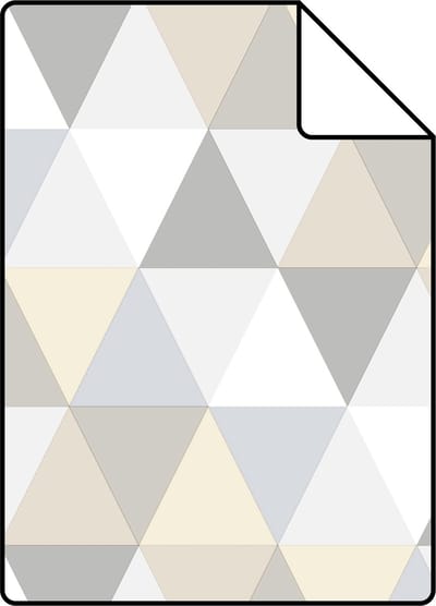 Proefstaal ESTAhome behang driehoekjes lichtgrijs, beige en wit - 26.5 x 21 cm - 128707-S
