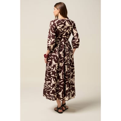 Oltre Patterned Cotton Midi Shirtdress Brown Size: 36 | Midi Dresses Outlet | Dames | Bruin