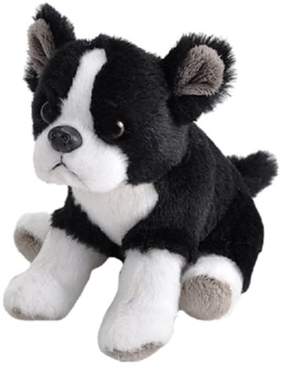 Wild Republic hond - Pluche knuffel Boston Terrier hond - van 13 cm - zwart - huisdieren - honden - Eco-lijn